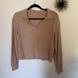 Tan crop top with collar